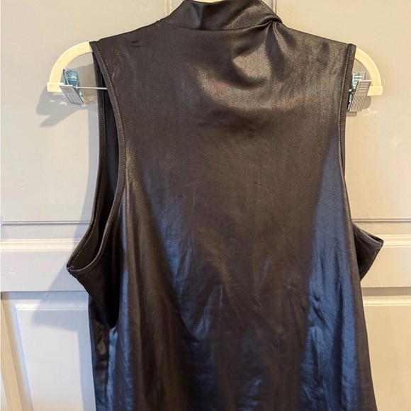 Olivia Jordan Faux Leather Mock Turtleneck Tank Top Punk Goth Shirt sz XL - Picture 2 of 4